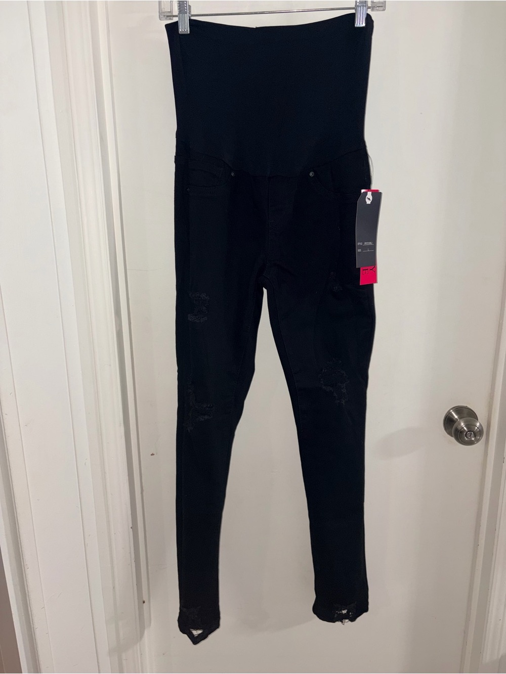 Black Maternity Skinny Jeans with Supportive Panel